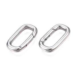 1 x Metalen springring sluiting ovaal 18 x 10 mm – Ø 13 mm – platinumkleur (Nikkelvrij)