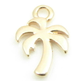 1 x DQ metaal hanger palmboom rose goud kleur ca. 8 x 11mm Ø1,5m (Nikkelvrij)