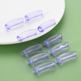 10 x Acryl kralen tube transparant medium purple ca. 32x8mm (gat Ø1.8mm)