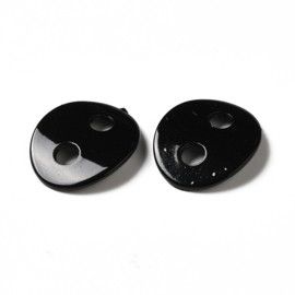 2 x RVS bean beads - varkensneus kraal - knoop verdeler 12 x 14 x 1 mm – gat 2,5 mm – zwart