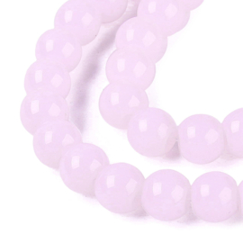 30 x Imitatie jade glaskralen rond 6-6,5 mm – gat 1,4 mm – Pearl Pink