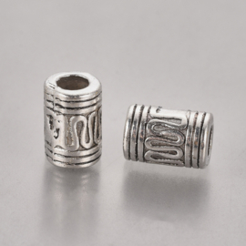 10 x  metalen tonnetjes  buis kralen 7 x 10 mm gat: 4mm (Nikkelvrij) 