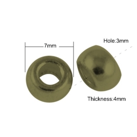 25 stuks tibetaans zilveren tussenzetsel kraal 7 x 4mm gat: 3mm geel koper kleur