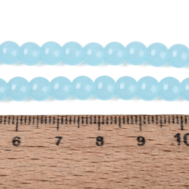 30 x Imitatie jade glaskralen rond 6-6,5 mm – gat 1,4 mm – Light Sky Blue