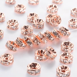 25 x rose gold vergulde Kristal Rondellen 8mm nikkelvrij