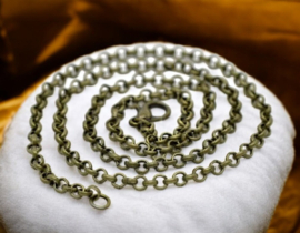 Ketting geel koper kleur 44cm lang, schakel 3,2mm messing