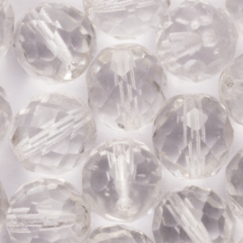 10 x ronde Tsjechische kralen facet kristal afmeting:  12mm kleur: transparant   gat: 1mm