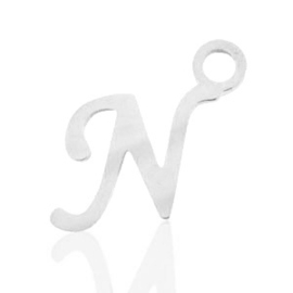 Roestvrij stalen (RVS) Stainless steel bedels initial N