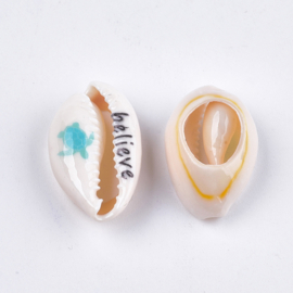 5 x  handbeschilderde kauri kralen zee schildpad believe  18~22 x 13~14 x 6~8mm