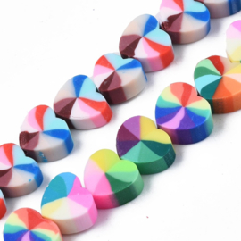 20 x Polymeer kralen hart Multicolour Daisy ca. 9 x 5mm (gat Ø2mm)