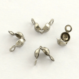 10 x RVS Kalotjes 8 x 4mm oogje 1,3mm Ø 3mm