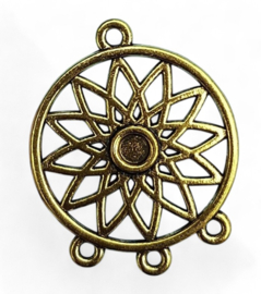 DQ metalen dreamcatcher dromenvanger bedel hanger antiek goud 33x27x2mm oogjes: 2mm Tray: 4mm (Nikkelvrij)