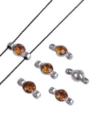 10 x Metalen tussenzetsels met strass ± 10x5mm (gat ± 1,7mm) Light Topaz