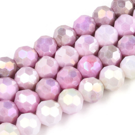 1 x Glaskralen streng facetgeslepen rond 7,8-8,2 x 7,8 mm – gat 1 mm – Plum