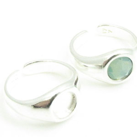 1 x DQ metaal ring setting 7mm zilver kleur ca. 20 x 10,5mm, binnenmaat 17,5mm (Nikkelvrij)