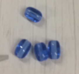 10 blauwe glas kraaltjes 6x4 mm gat 1 mm