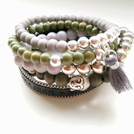 Armbandenset army green /grijs ♥