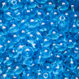 20 x Glas kraal 6mm kleur: blauw gat: 1mm