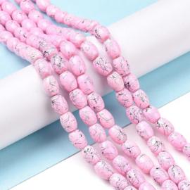 10  x  glaskralen drip-art ovaal 8 x 6~6,5mm, gat: 1mm Pearl Pink
