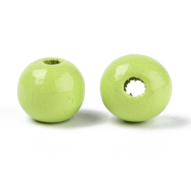 20 x Houten kralen rond 8 x 7 mm – gat 2 mm – Green Yellow