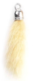 Super zachte Pluizenhanger - Fluffy 40 x 15mm oogje 2mm Mosterd geel
