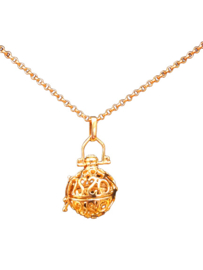 Prachtige lange ketting c.a. 80cm met een rosegold Engelenroeper 16mm