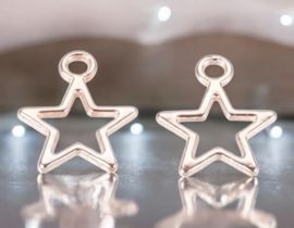 4 xDQ metaal bedel ster Rosé goud ca. 14,5 x 12 x 1mm, oogje  2mm (Nikkelvrij)