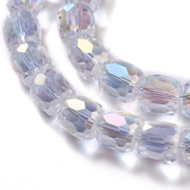 10 x Crystal glas facetkralen – 8 mm – kleur clear AB – gat ca. 1 mm