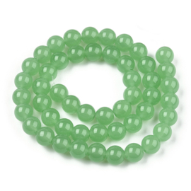 30 x Imitatie jade glaskralen rond 6-6,5 mm – gat 1,4 mm – Lime Green
