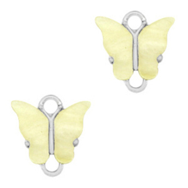 2 x Resin hangers tussenstuk vlinder Silver-yellow