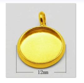 4x Cabochon houder tray Ø 10mm metaal goud kleur