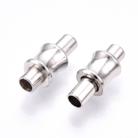 1 x 925 Sterling zilveren magneetsluiting kolom 13 x 7 x 7 mm – gat 3 mm – platinumkleur