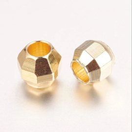 10 x DQ Metaal facet kraal Real 18K gold plated 3,5 x 3 x 3mm gat: 1,8mm (Nikkelvrij)