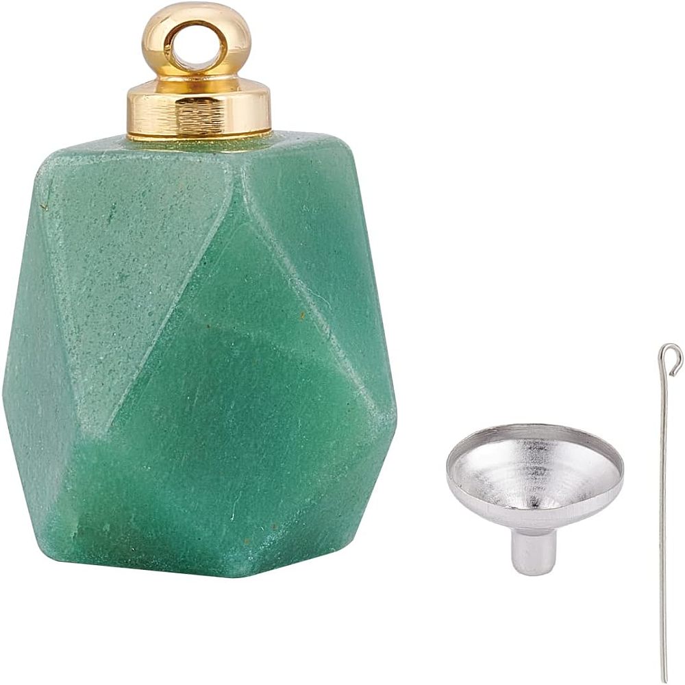 Gedenk hanger mini urn  edelsteen Aventurine goudkleur met trechter