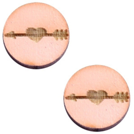 2 x Houten cabochon basic 12 mm arrow&heart Pink