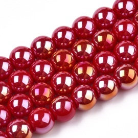 10 x Diamond coated glaskralen 8~8,5mm gat: 1,5mm Red