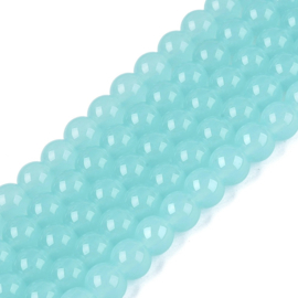 30 x Imitatie jade glaskralen rond 6-6,5 mm – gat 1,4 mm – Turquoise