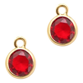 1 x DQ facethanger gekleurd Siam Red- crystal-gold 7x10 mm
