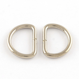 10 x stevige open metalen D-ringen – 17,5 x 13 x 2 mm – platinumkleur – binnenmaat ca. 13 x 9 mm