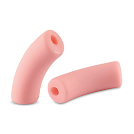 5 x Acryl tube kralen matt Bubble gum pink ca. 35x11mm (Ø4mm)