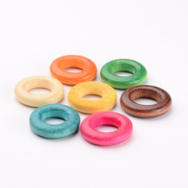 20 x Houten ringen mix kleuren 24 x 6mm, binnen Diameter: 12mm