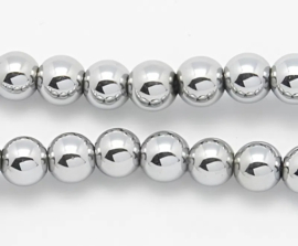 10 x Hematiet kralen rond 4 mm – gat 1 mm – platinumkleur (Nikkelvrij)