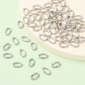 50 x RVS 304 tarnish resistant buig ringetjes ovaal 8 x 5 x 1,2 mm – oogje 5 mm – RVS (Nikkelvrij)