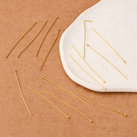 100 x Nietstiften 50 mm 0,6 mm met bolletje – goudkleur (Nikkelvrij)