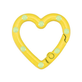 1 x Gekleurde onderdelen sleutelhanger hart Yellow-green ca. 25x26x4mm