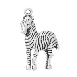 2 x Bedel Zebra Antiek Zilver 30x10,8 mm