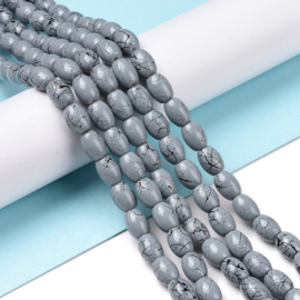 10  x  glaskralen drip-art ovaal 8 x 6~6,5mm, gat: 1mm Dark Gray