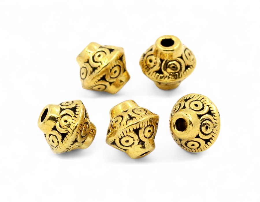 10 x Metalen tussenzetsel kraal 7 x 6 mm – goudkleur, gat 1,5 mm