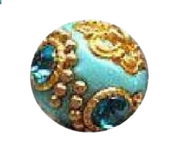 Bohemian kraal of Kashmiri kraal 19,5mm Blauw met goud