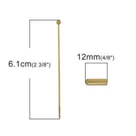 Hoedenspeld of hoedespeld goudkleur met dopje ca 61 x3mm, dopje: 12 x 4mm